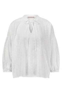 Abbie flower embroidery blouse - white