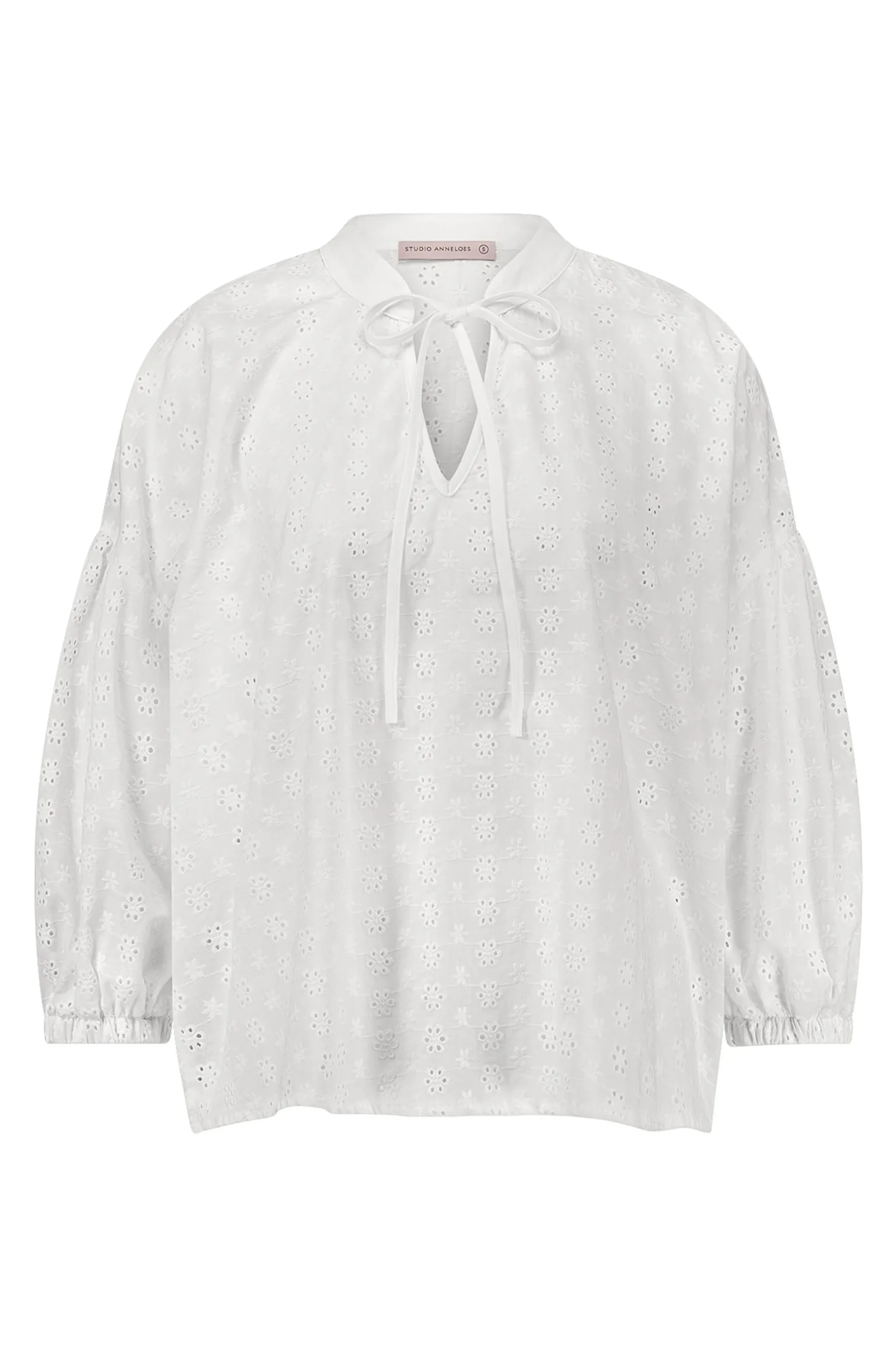 Abbie flower embroidery blouse - white