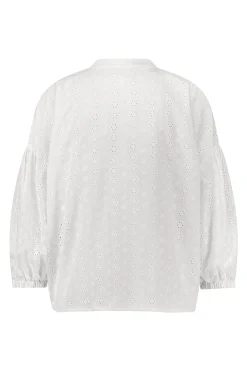 Abbie flower embroidery blouse - white