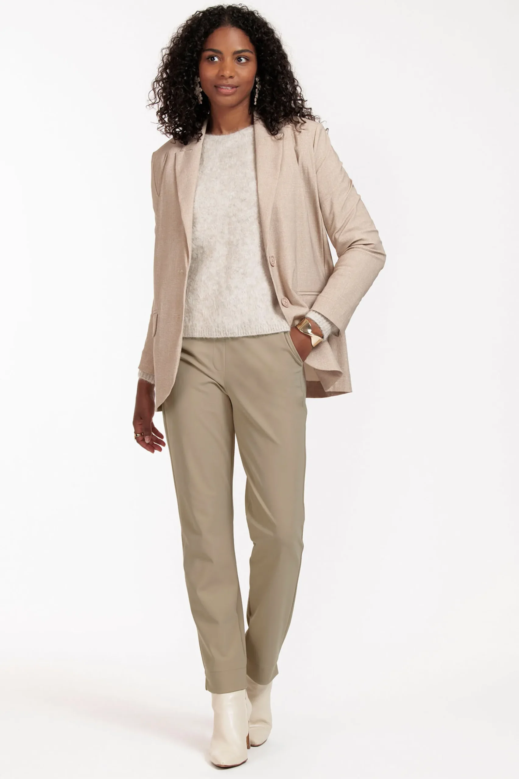 Anna bonded trousers - latte