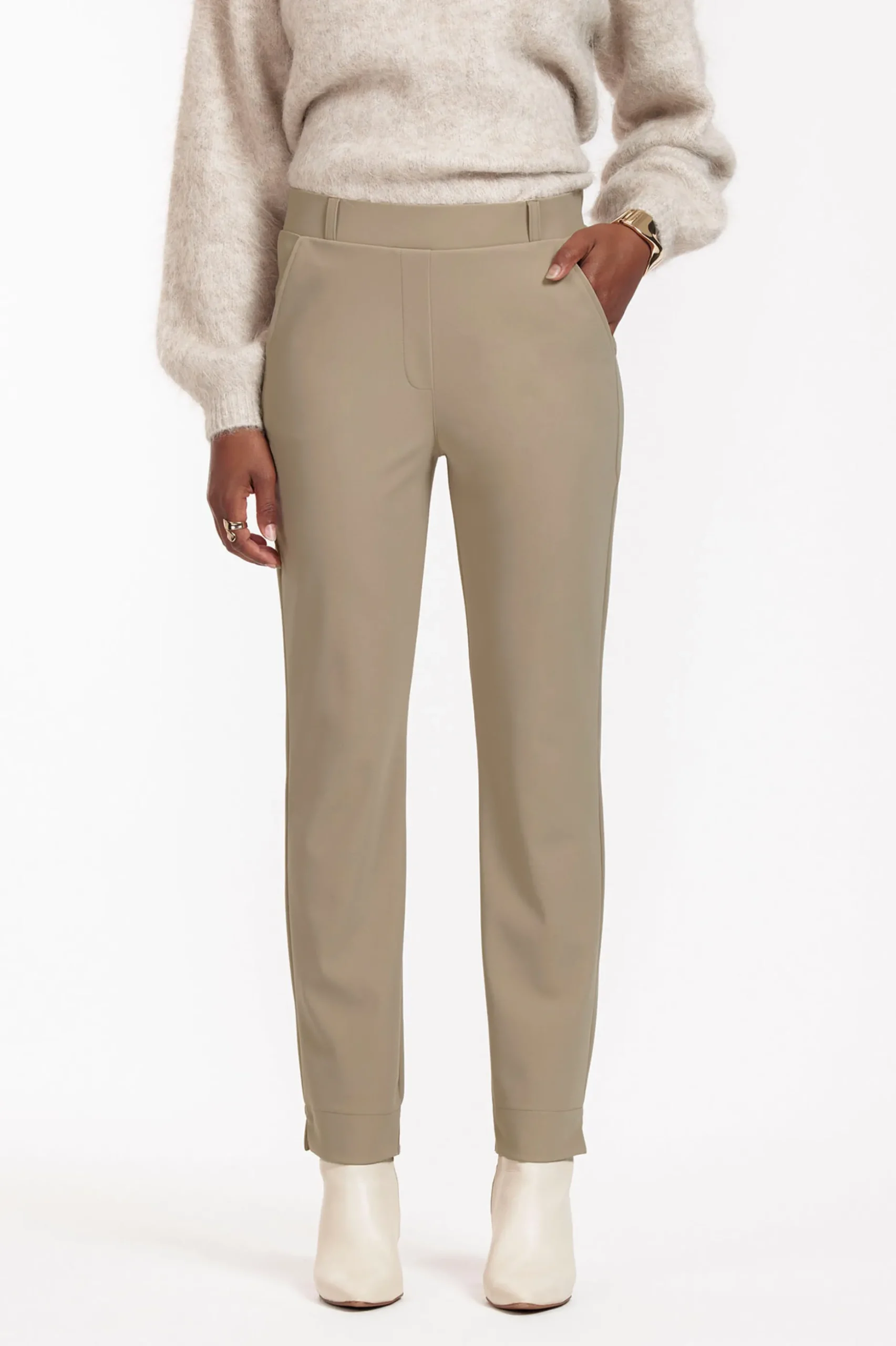 Anna bonded trousers - latte