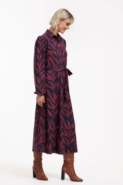 Anouk leaves dress - darkblue/merlot