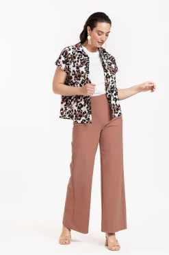 Barb leopard blouse - kit/chocolate
