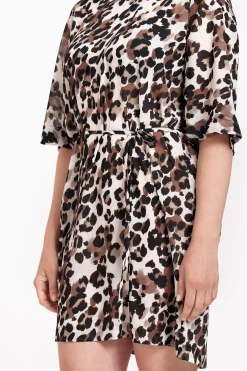 Birgit leopard crepe dress - kit/chocolate