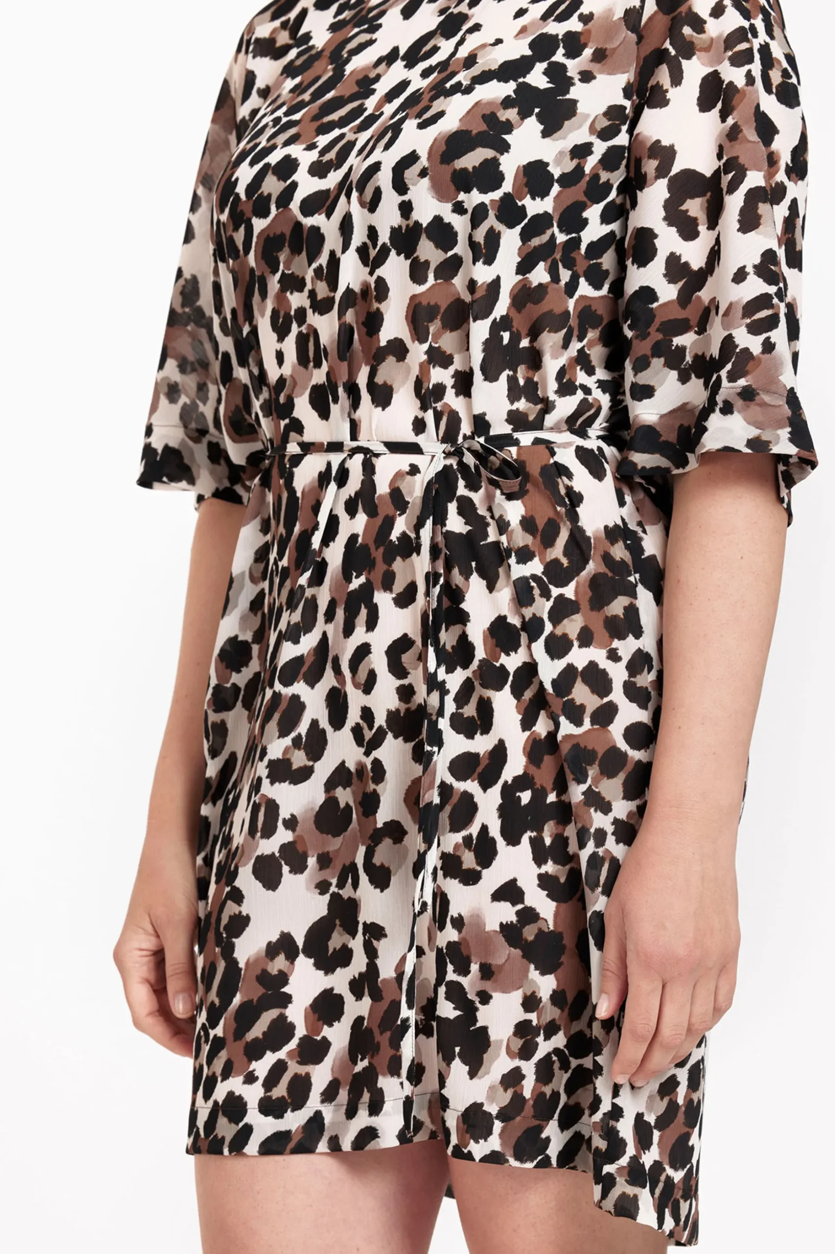Birgit leopard crepe dress - kit/chocolate
