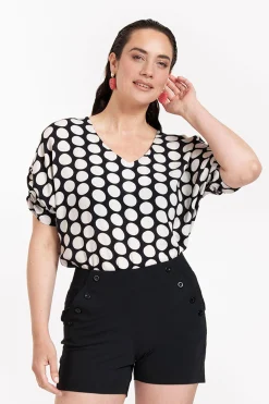 Birgitta dot top - black/off white