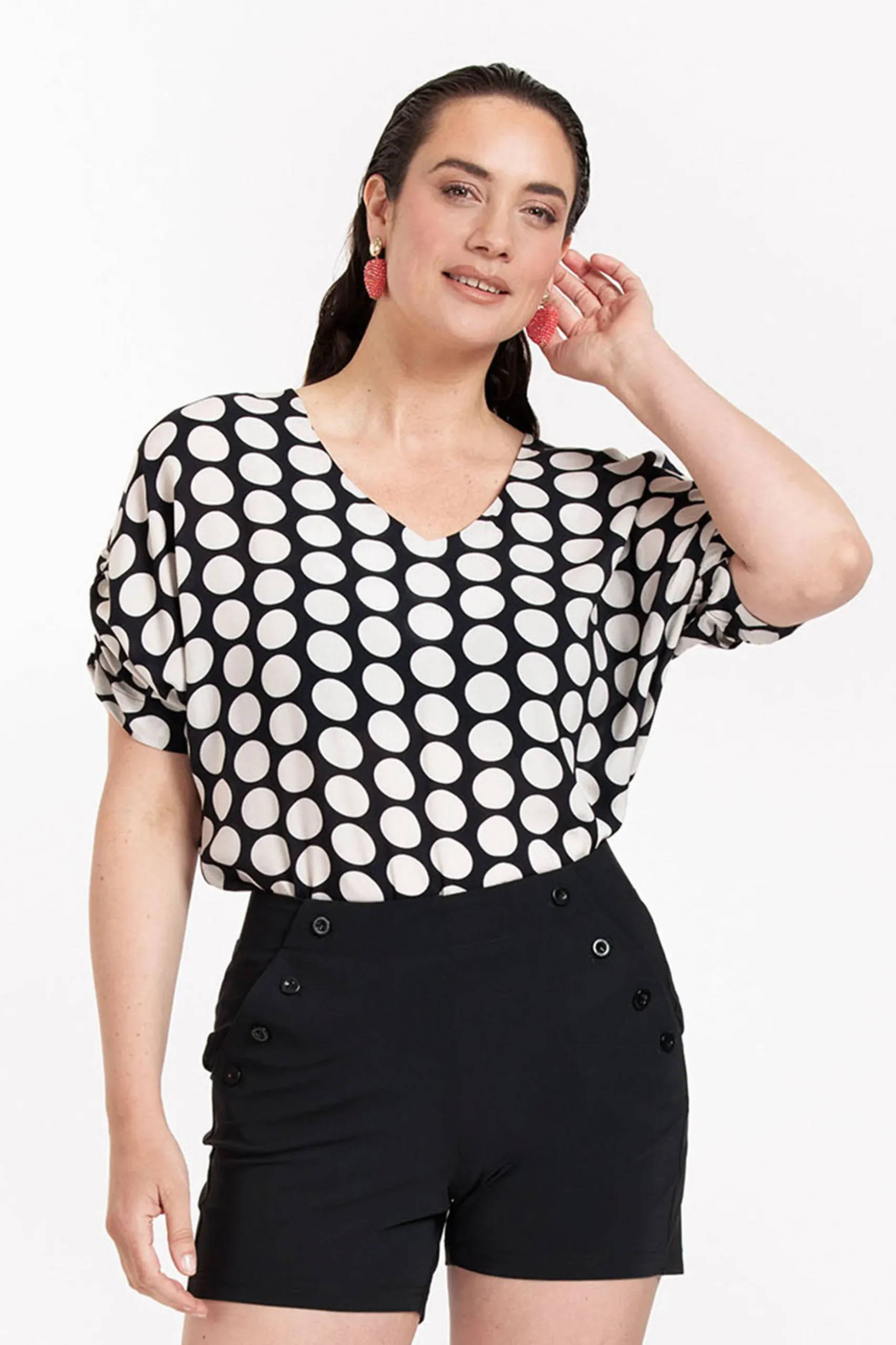 Birgitta dot top - black/off white