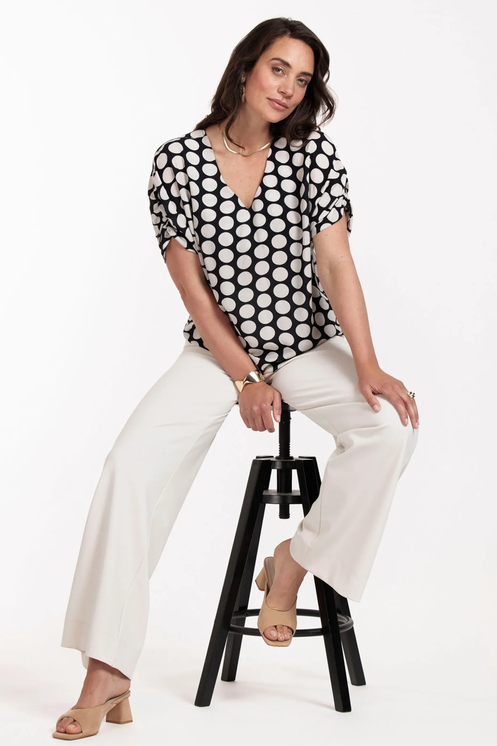 Birgitta dot top - black/off white