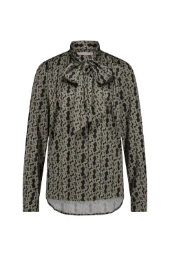Bobby bow signature blouse - latte/black