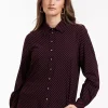 Bobby fancy stripe blouse - merlot/dark blue