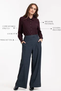 Bobby fancy stripe blouse - merlot/dark blue