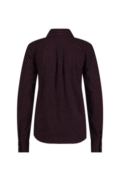 Bobby fancy stripe blouse - merlot/dark blue