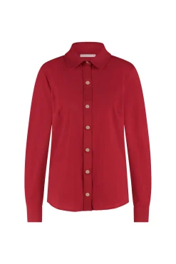 Bobby gold button blouse - dark red