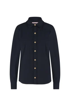 Bobby gold button blouse - dark blue