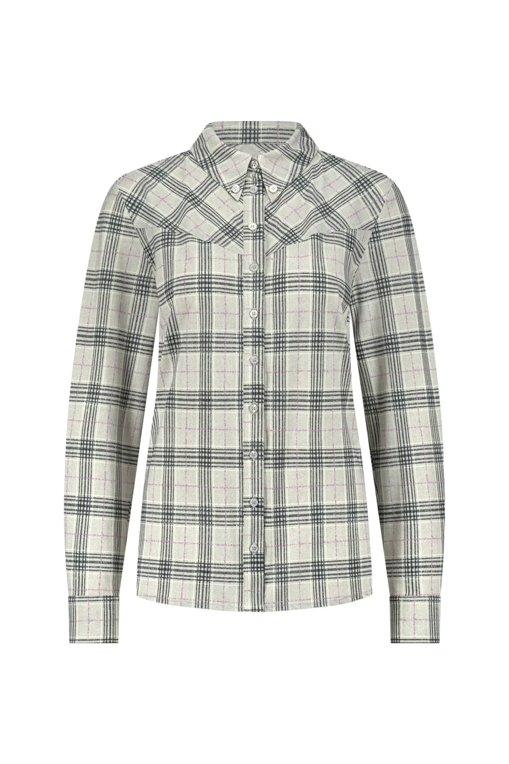 Bobby western check blouse - grey melange/antraciet