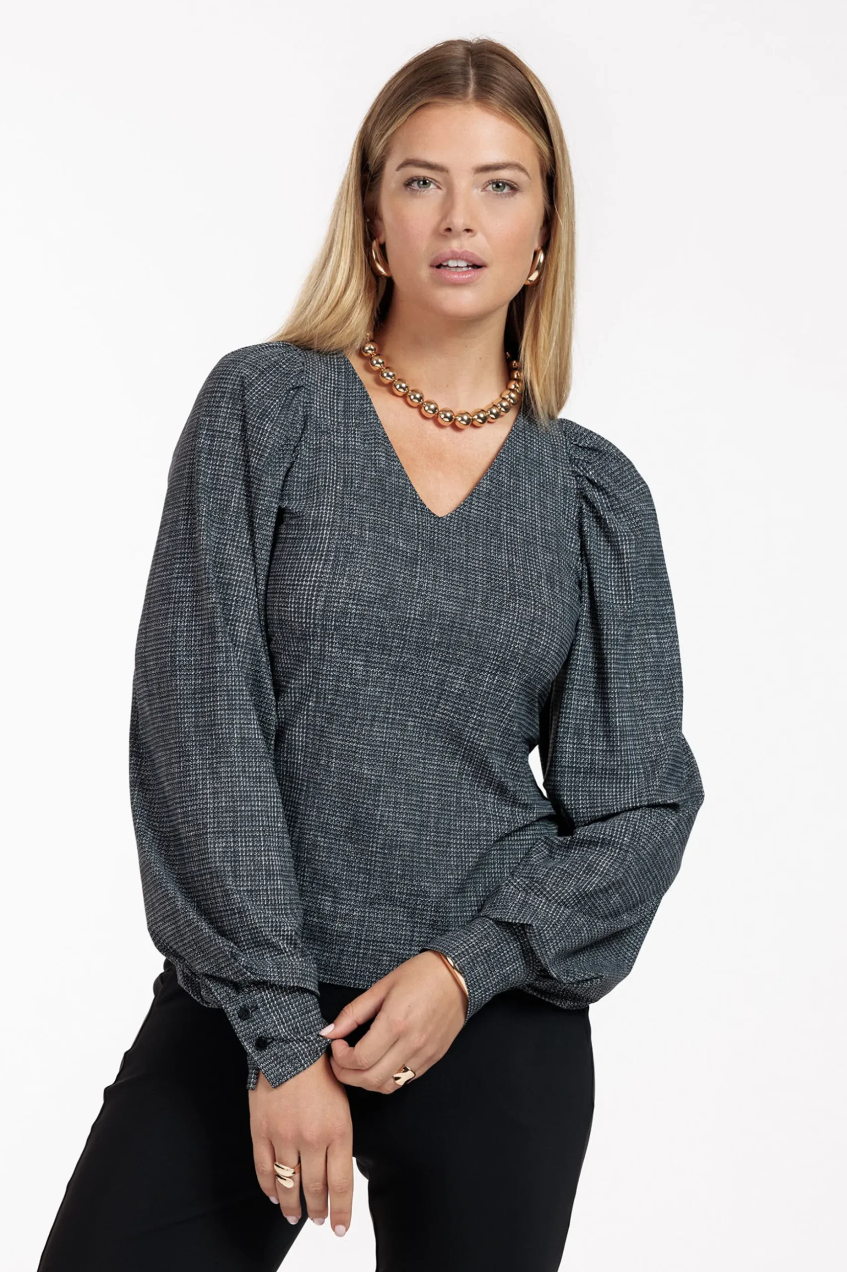 Bodi tweed top - black/off white
