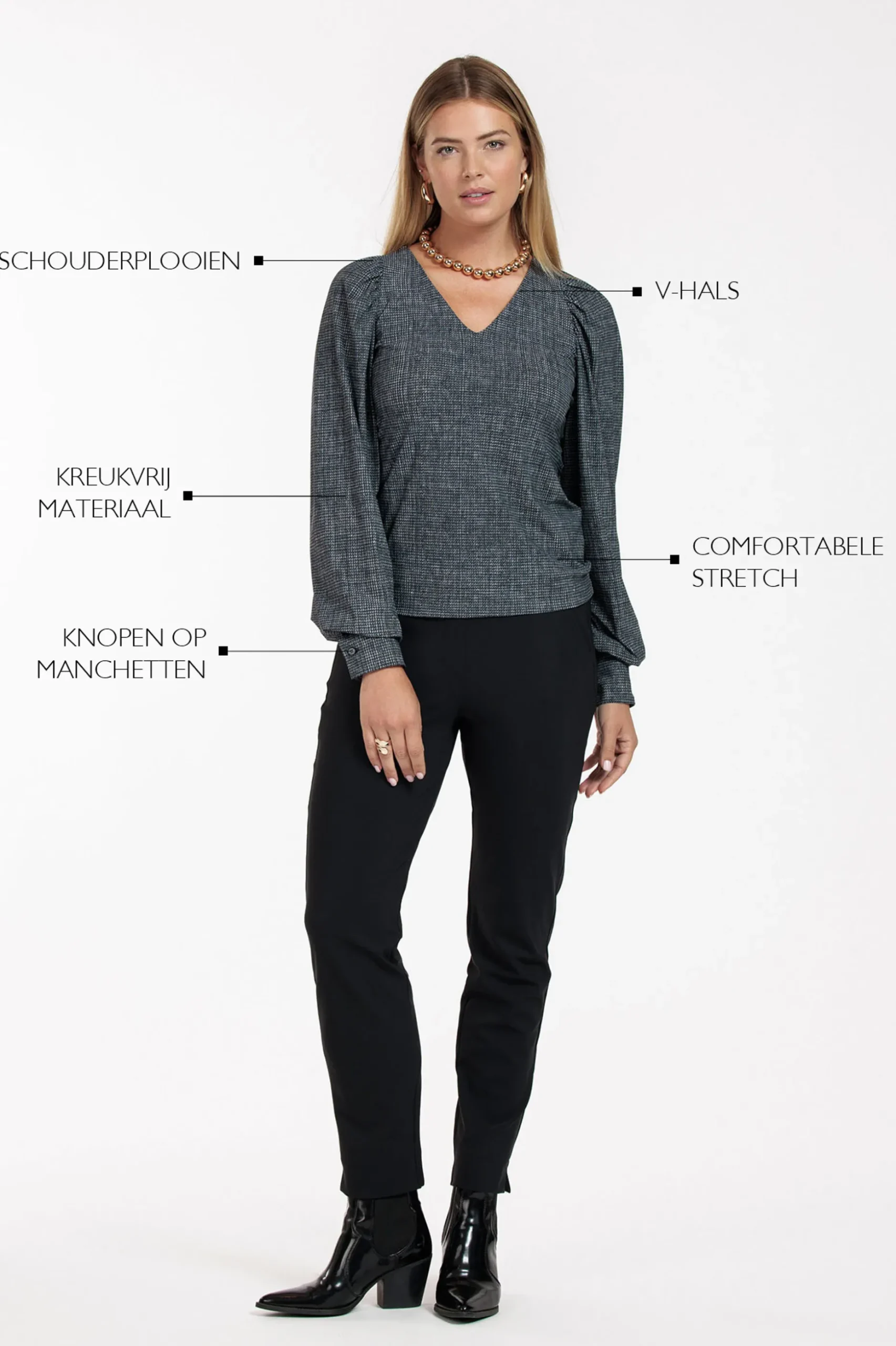 Bodi tweed top - black/off white
