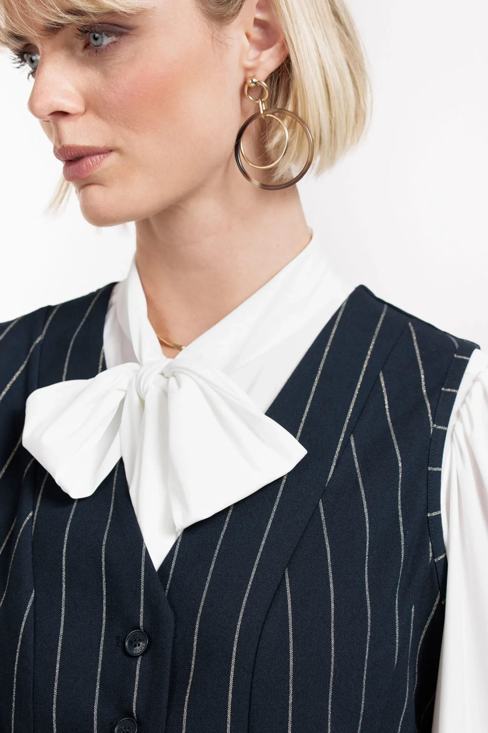 Bruno gold stripe gilet - darkblue/gold