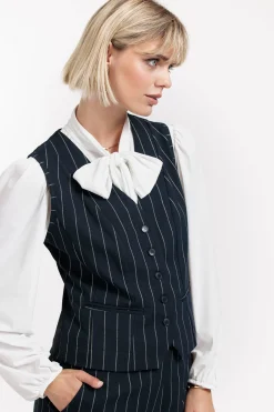 Bruno gold stripe gilet - darkblue/gold