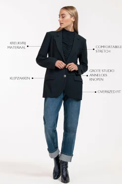 Camille button blazer - dark blue
