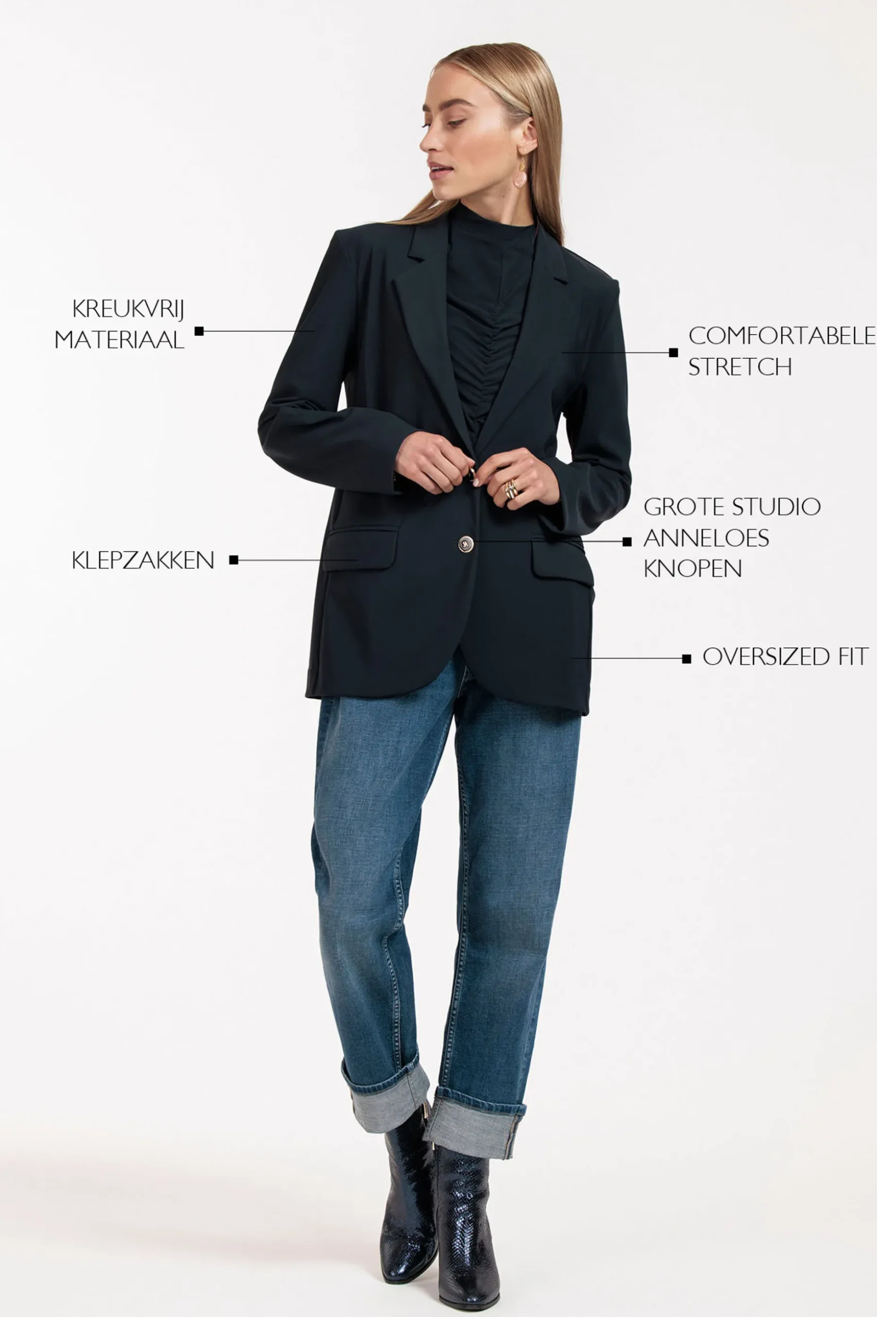 Camille button blazer - dark blue