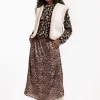 Caran satin animal skirt - chocolate/black