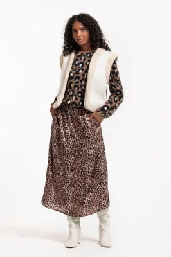 Caran satin animal skirt - chocolate/black