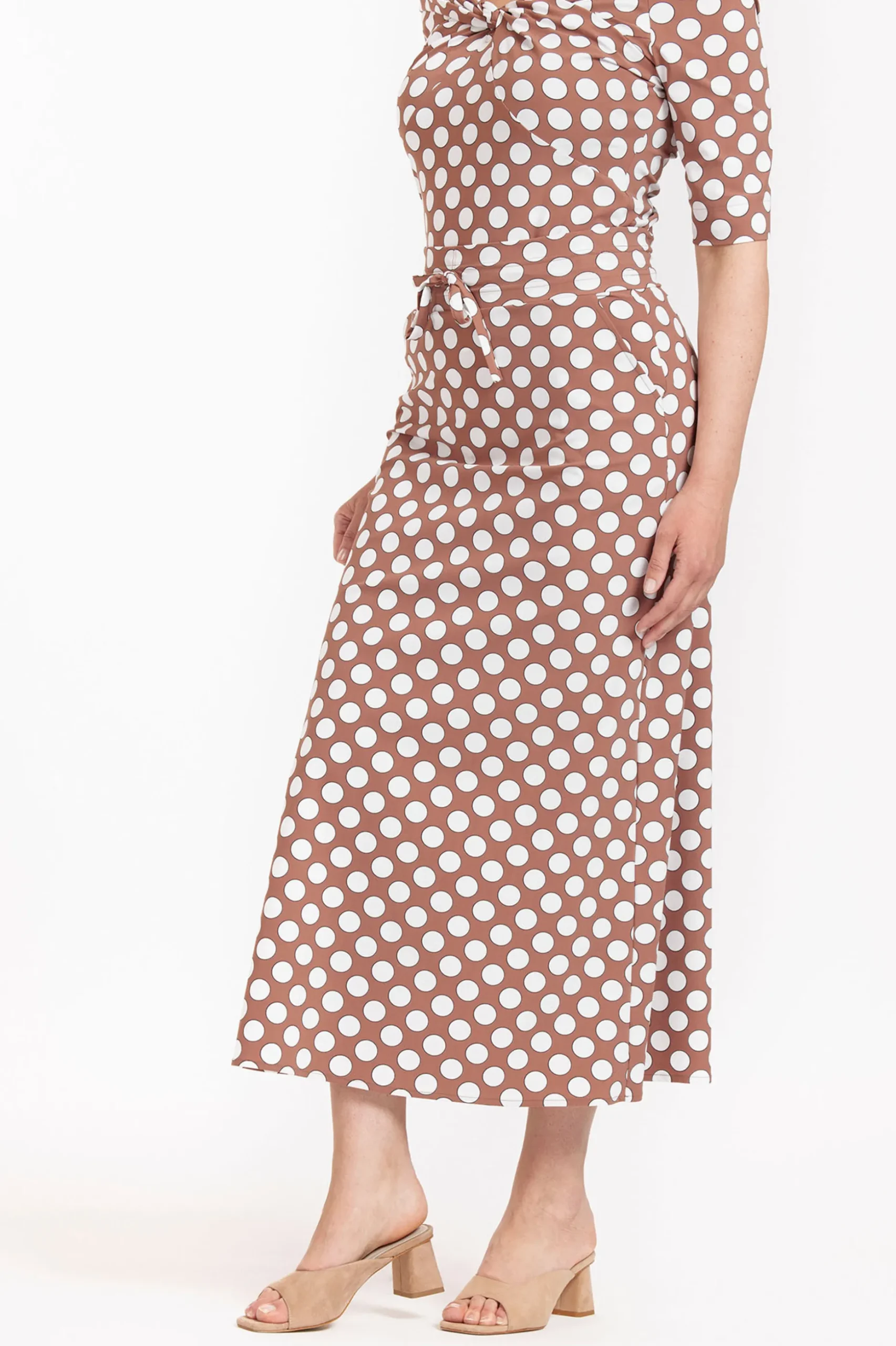 Cloe dot skirt - chocolate/off white