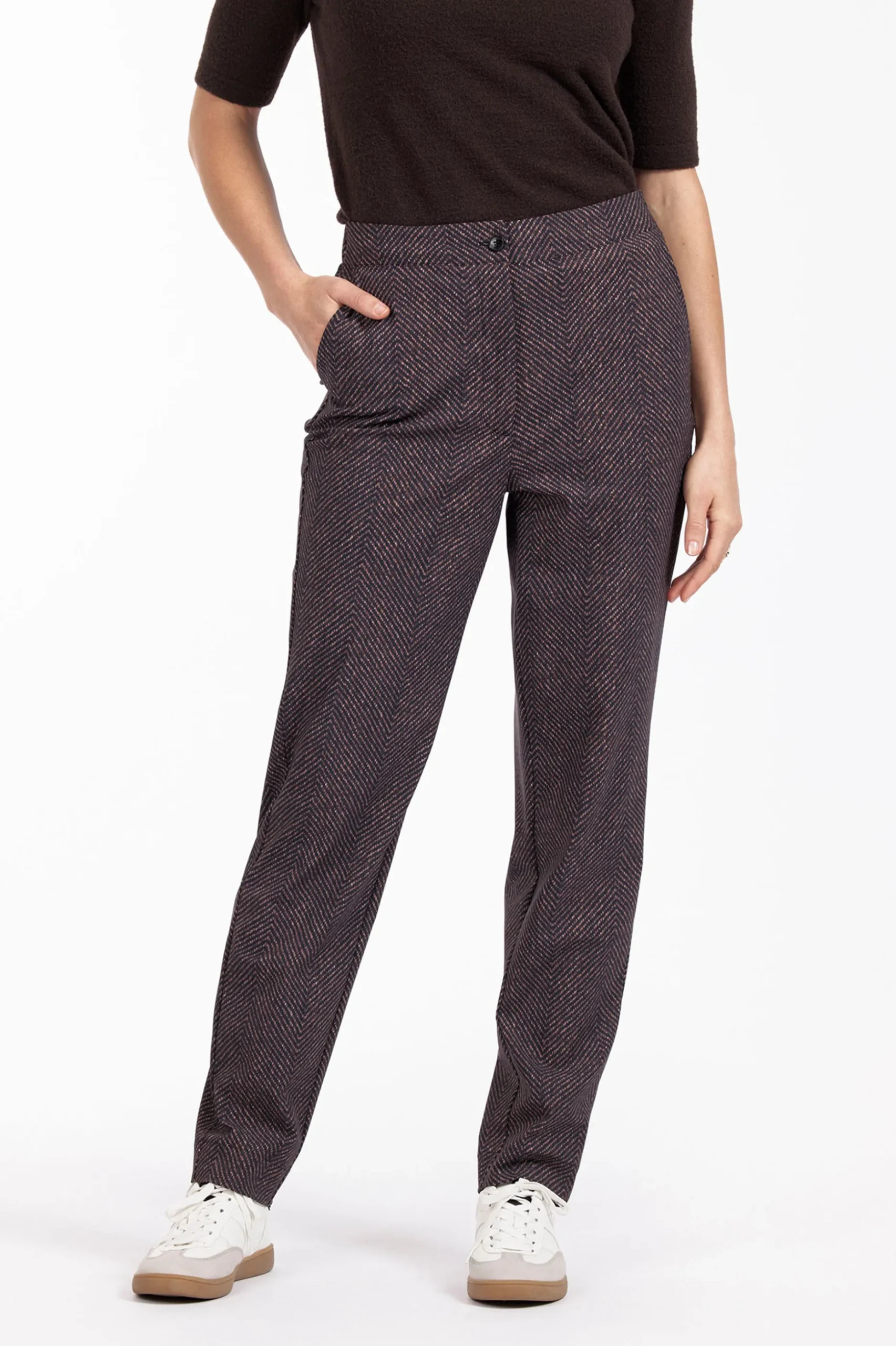 Collins herringbone trousers - black/espresso