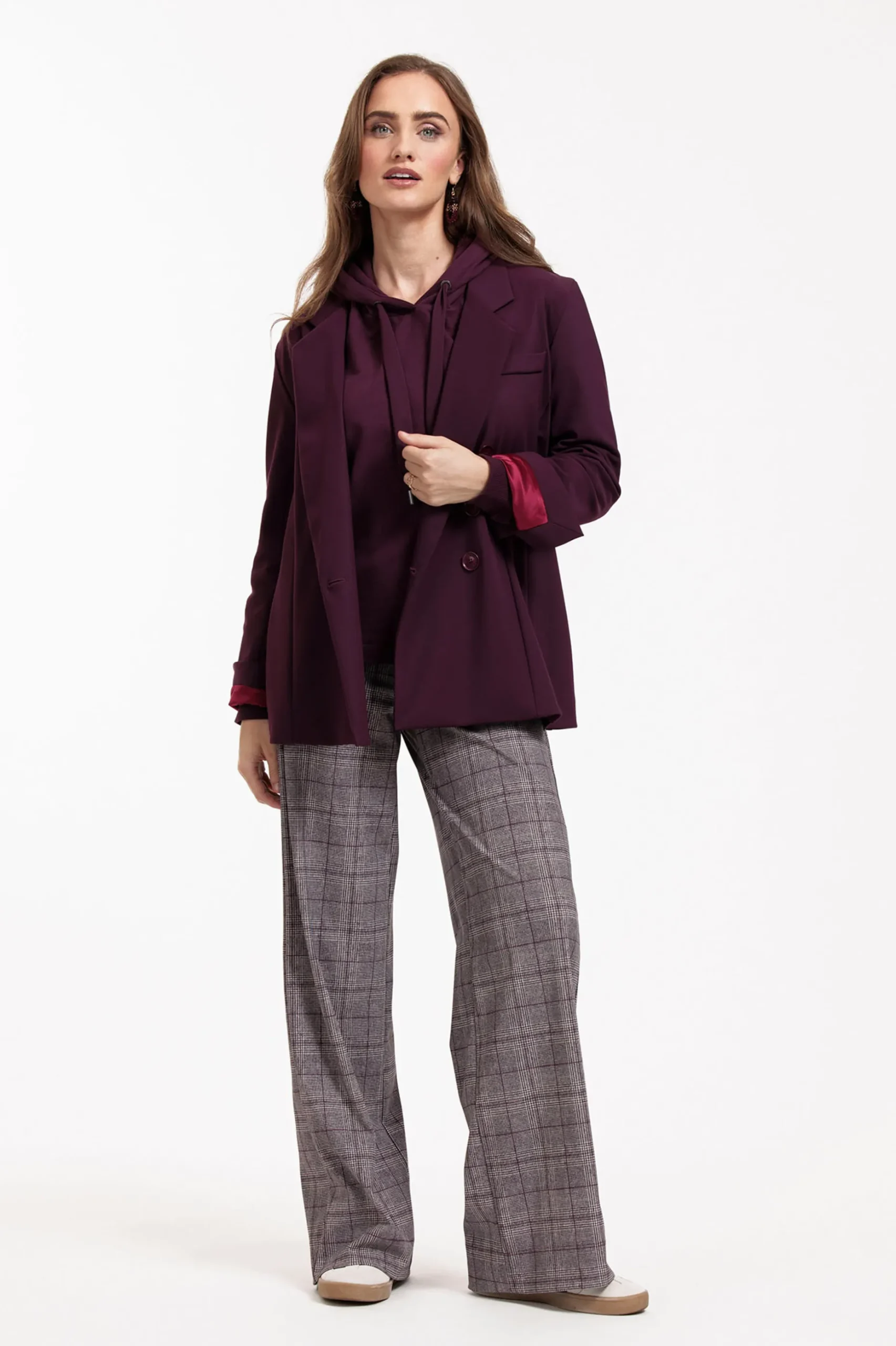 Dali check trousers - merlot/kit