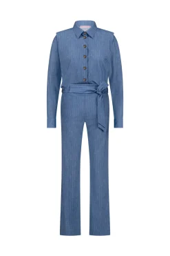 Darcey pinstripe jumpsuit - denim blue