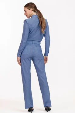 Darcey pinstripe jumpsuit - denim blue