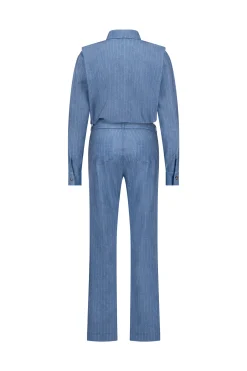 Darcey pinstripe jumpsuit - denim blue