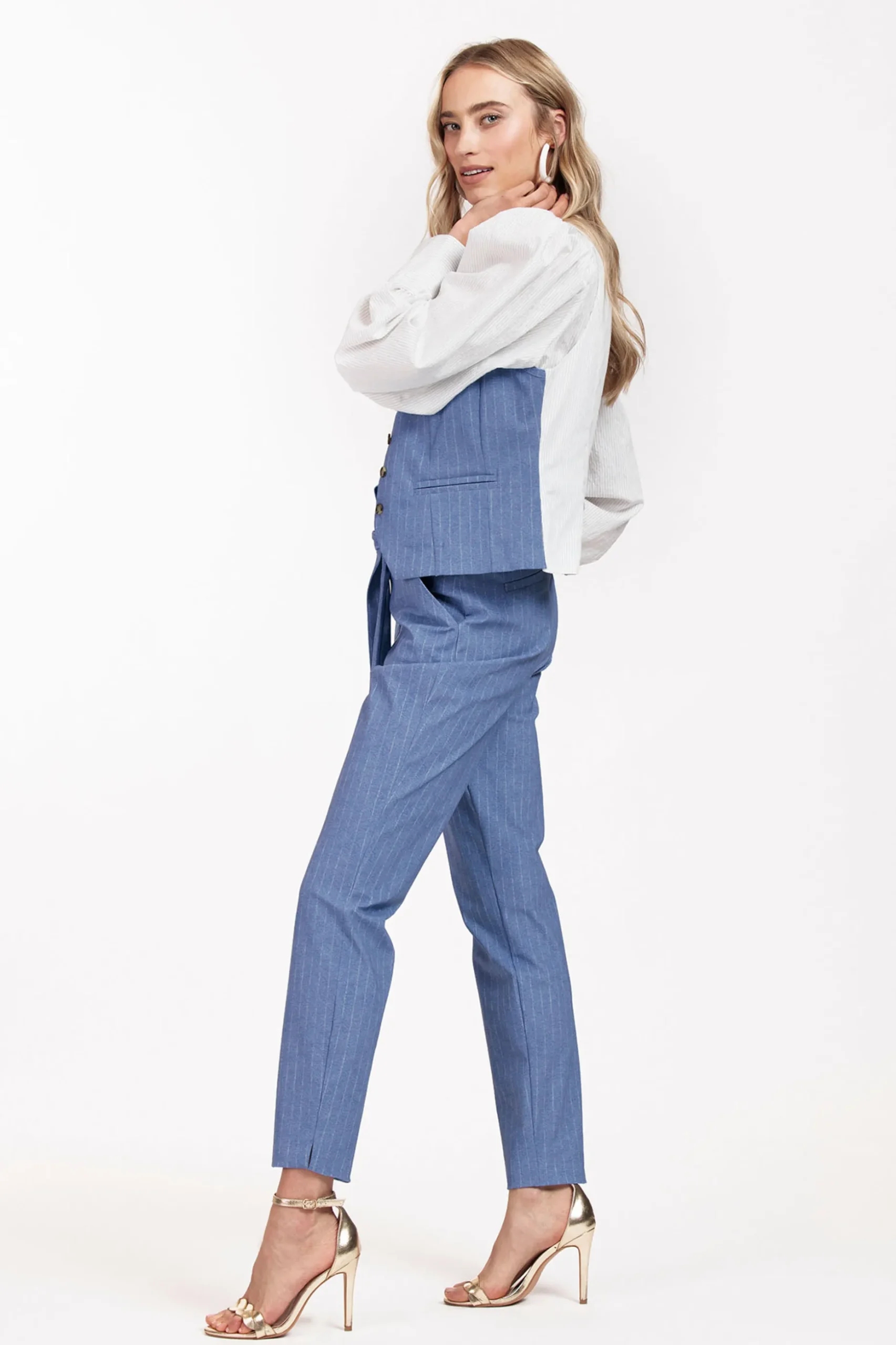 Dean pinstripe trousers - denim blue