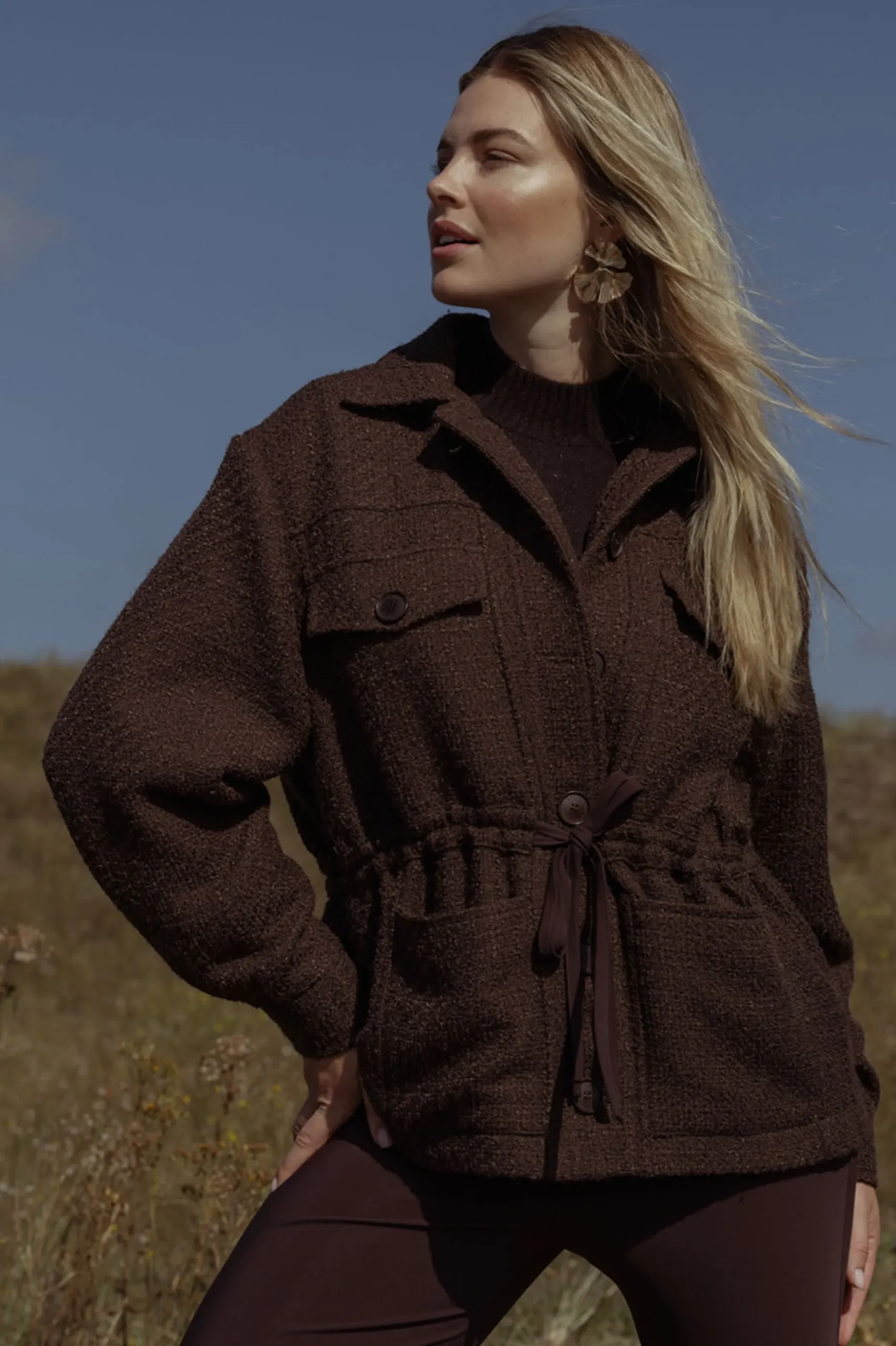 Desiree tweed jacket - espresso