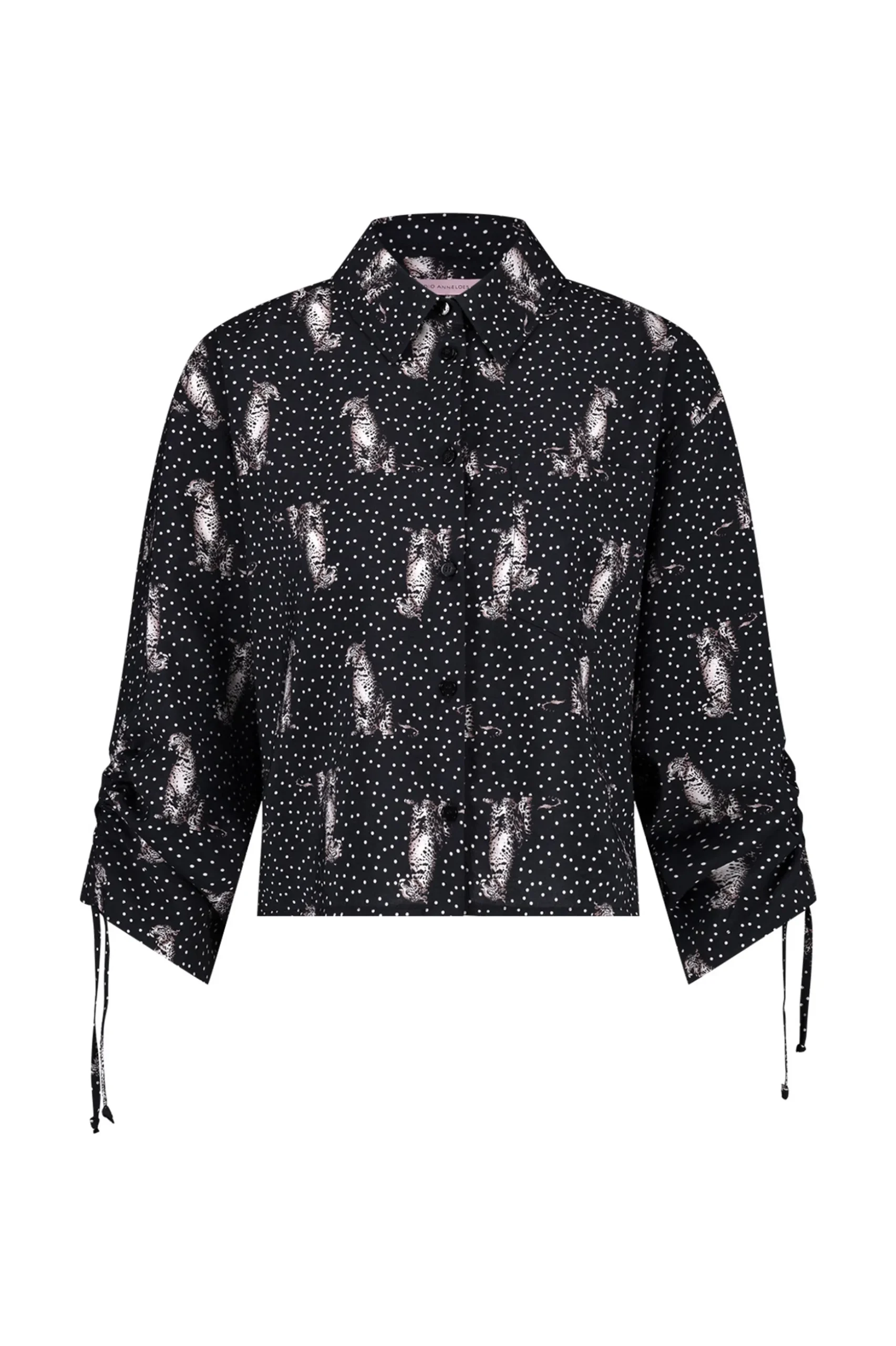 Dionne dot panther blouse - black/off white