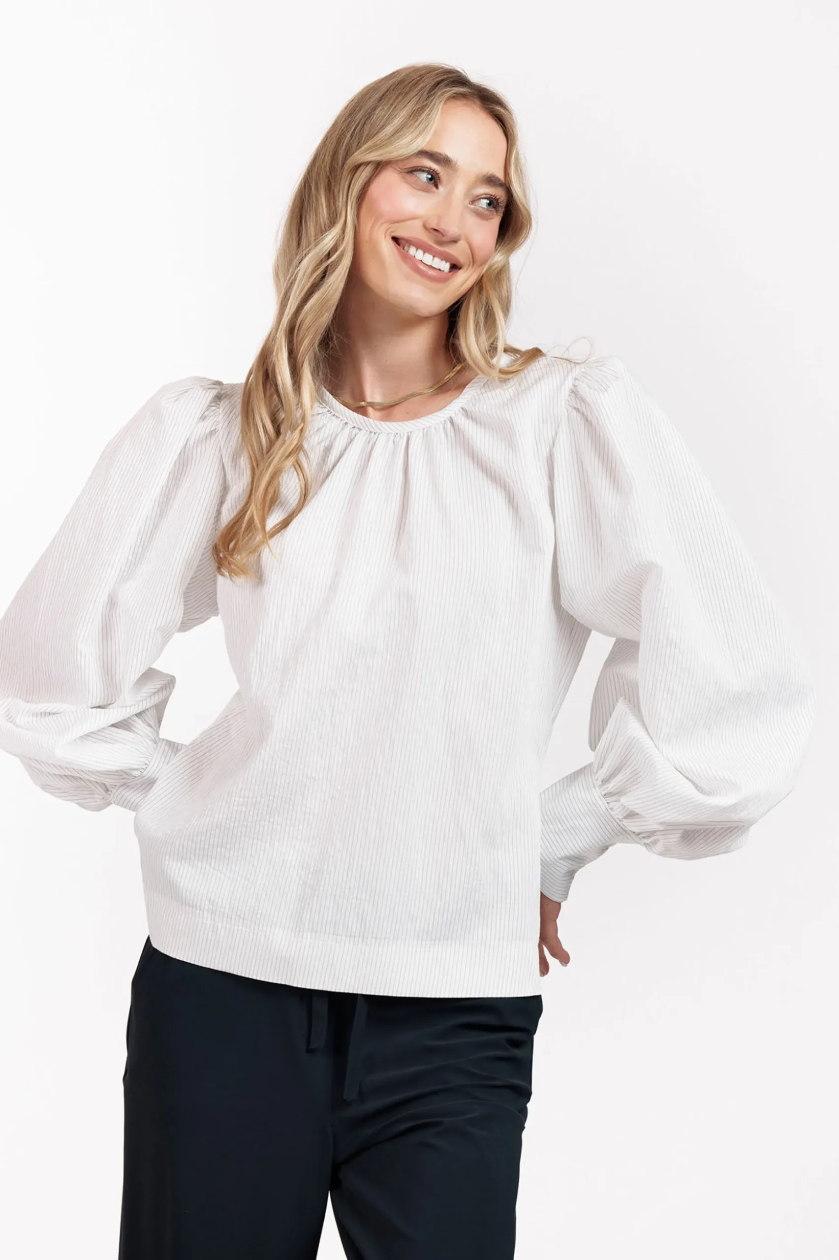 Dori pinstripe blouse - off white/black