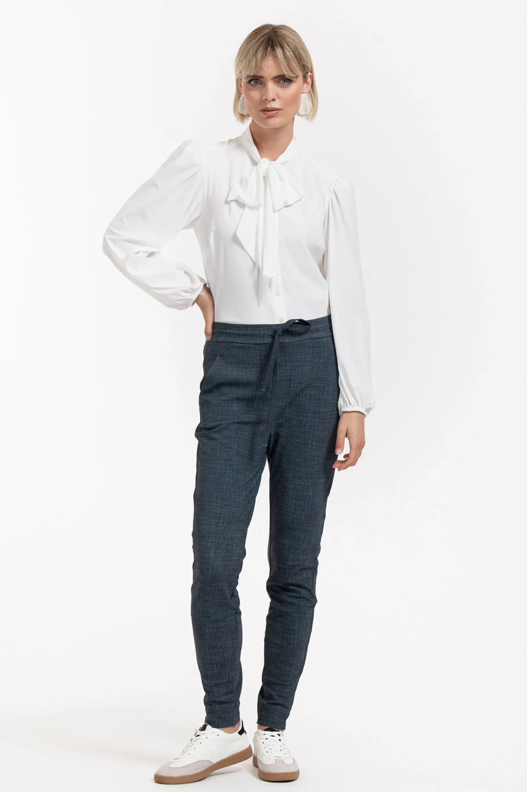 Downstairs bnd dnm tweed trousers - midnight blue