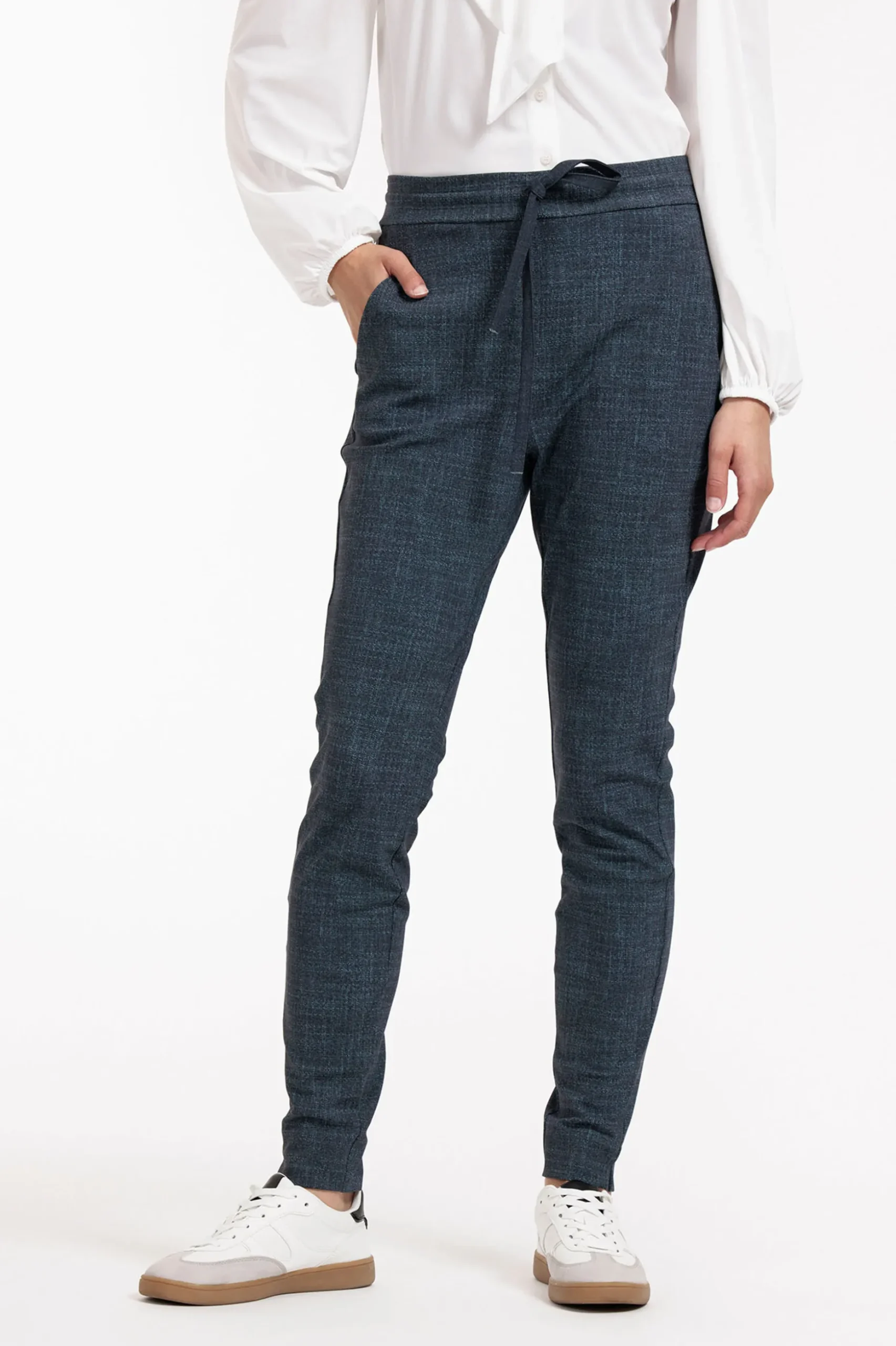 Downstairs bnd dnm tweed trousers - midnight blue