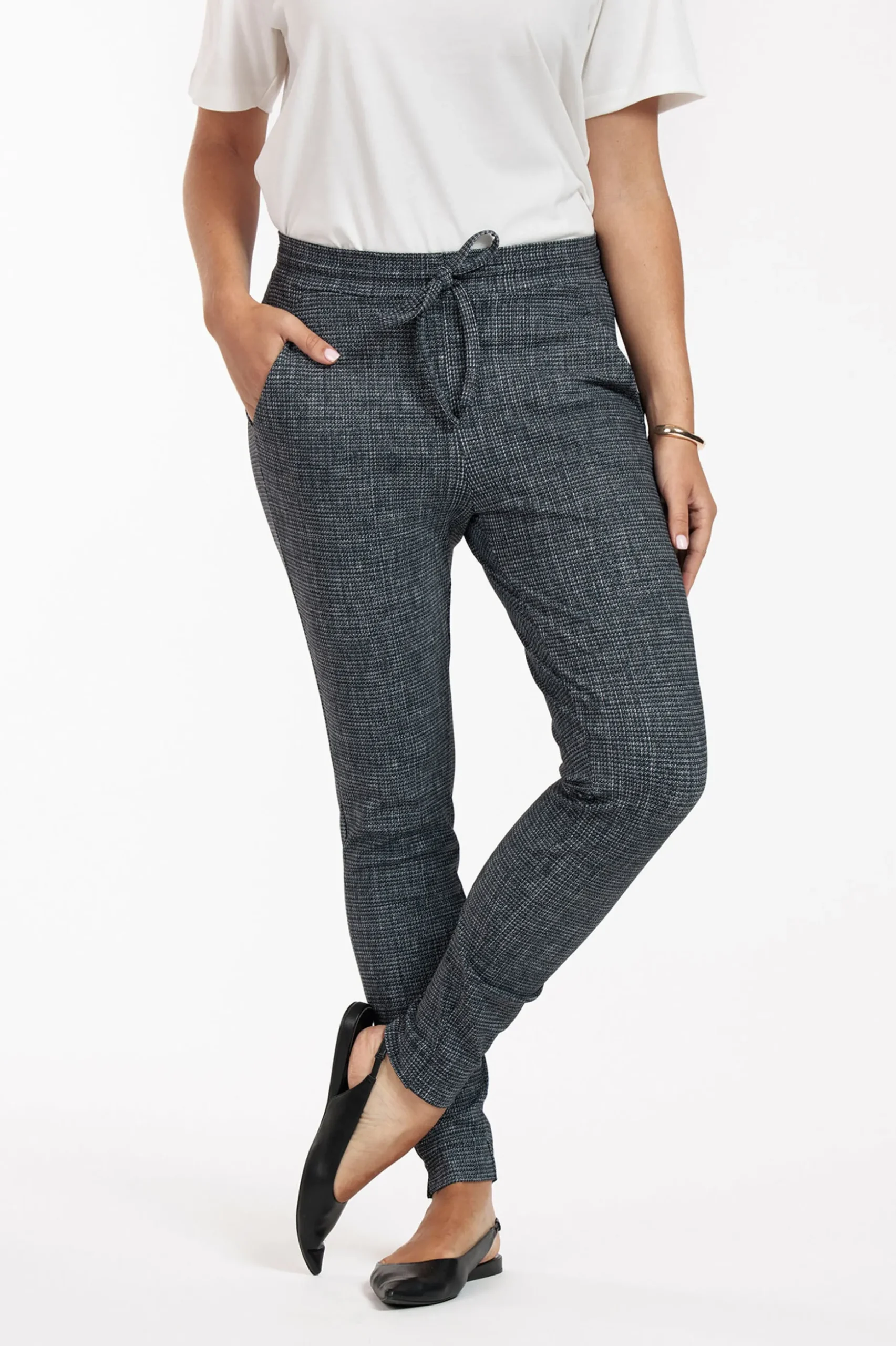 Downstairs bnd tweed trousers - black/off white