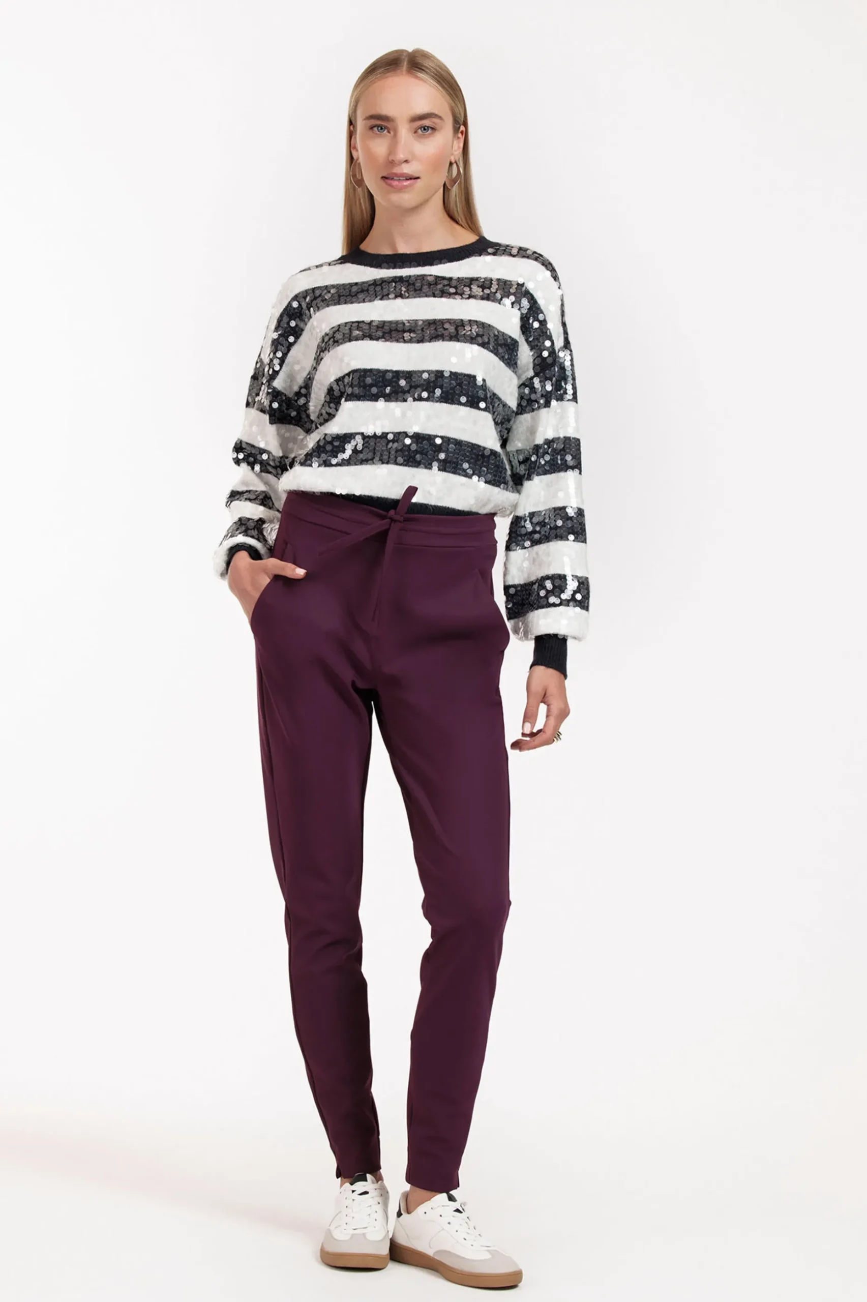 Downstairs bonded trousers - blackberry