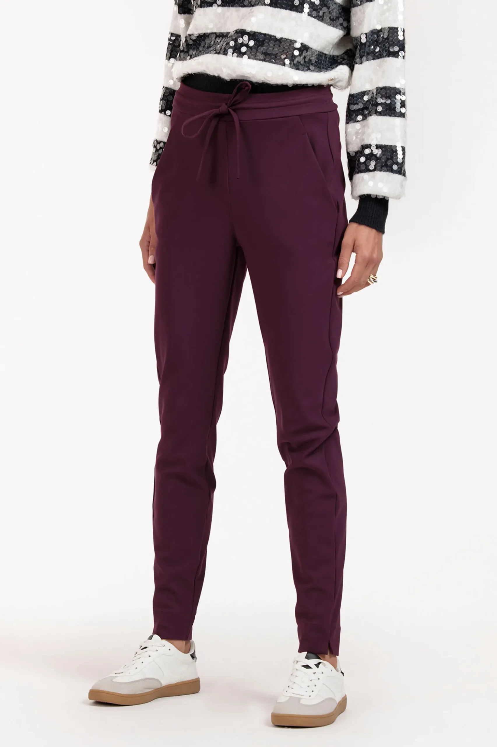 Downstairs bonded trousers - blackberry