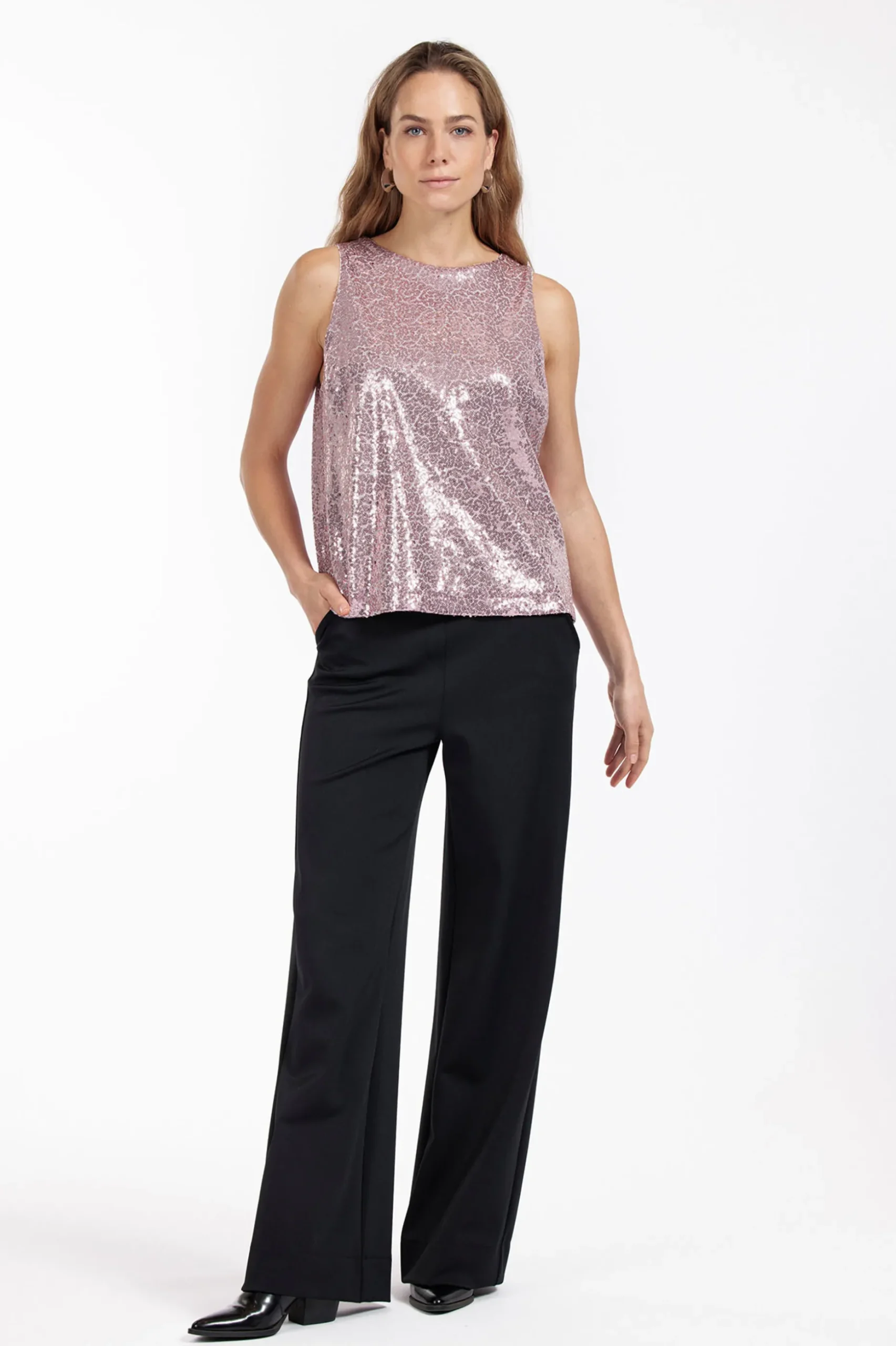Ebony paillet top - Pale pink