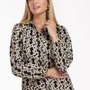 Eden signature blouse - latte/black