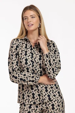 Eden signature blouse - latte/black