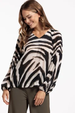 Elain zebra crepe top - kit/ new army