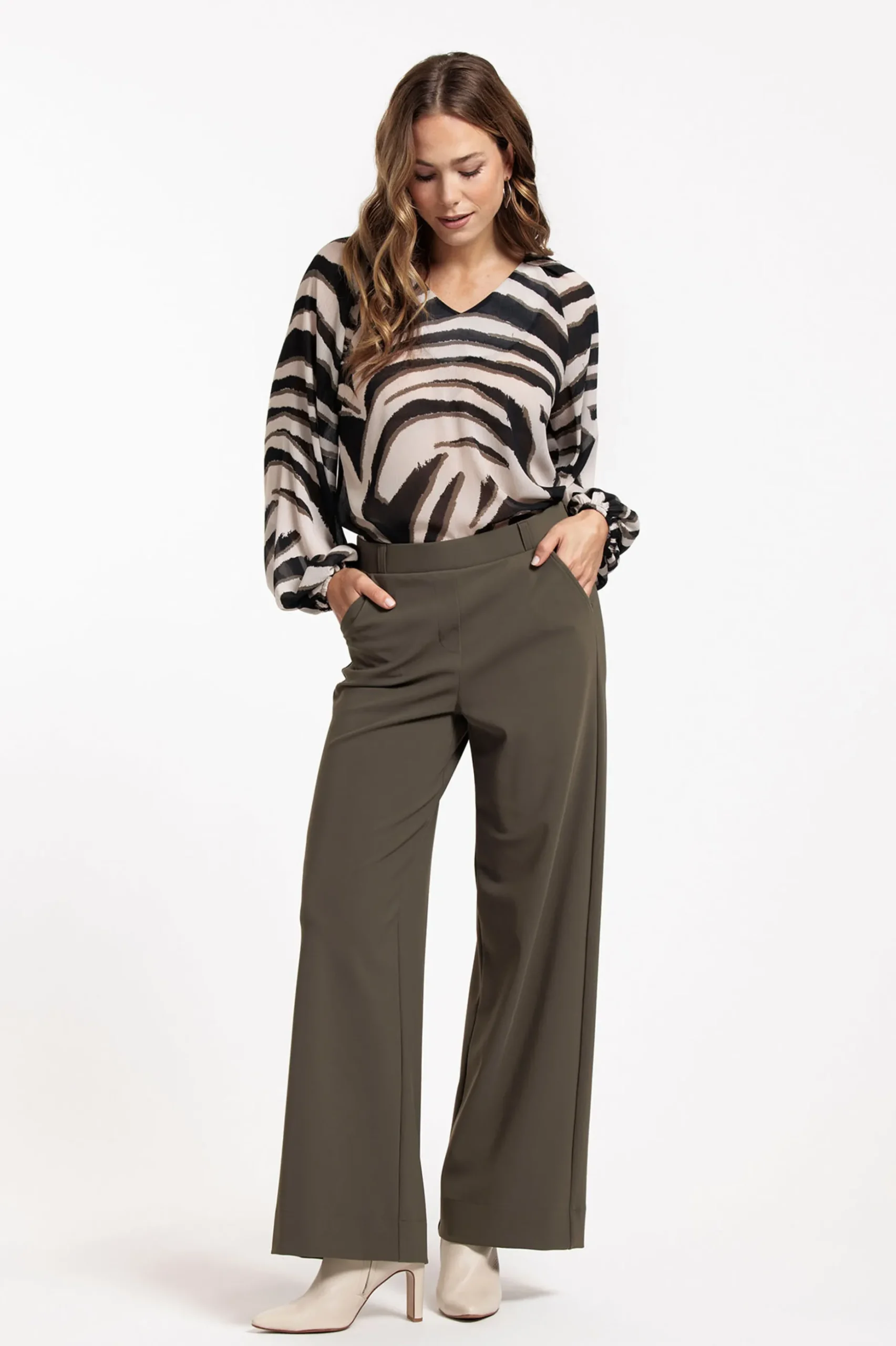 Elain zebra crepe top - kit/ new army