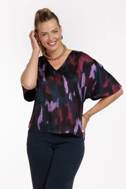 Famous satin leopard top - multi color