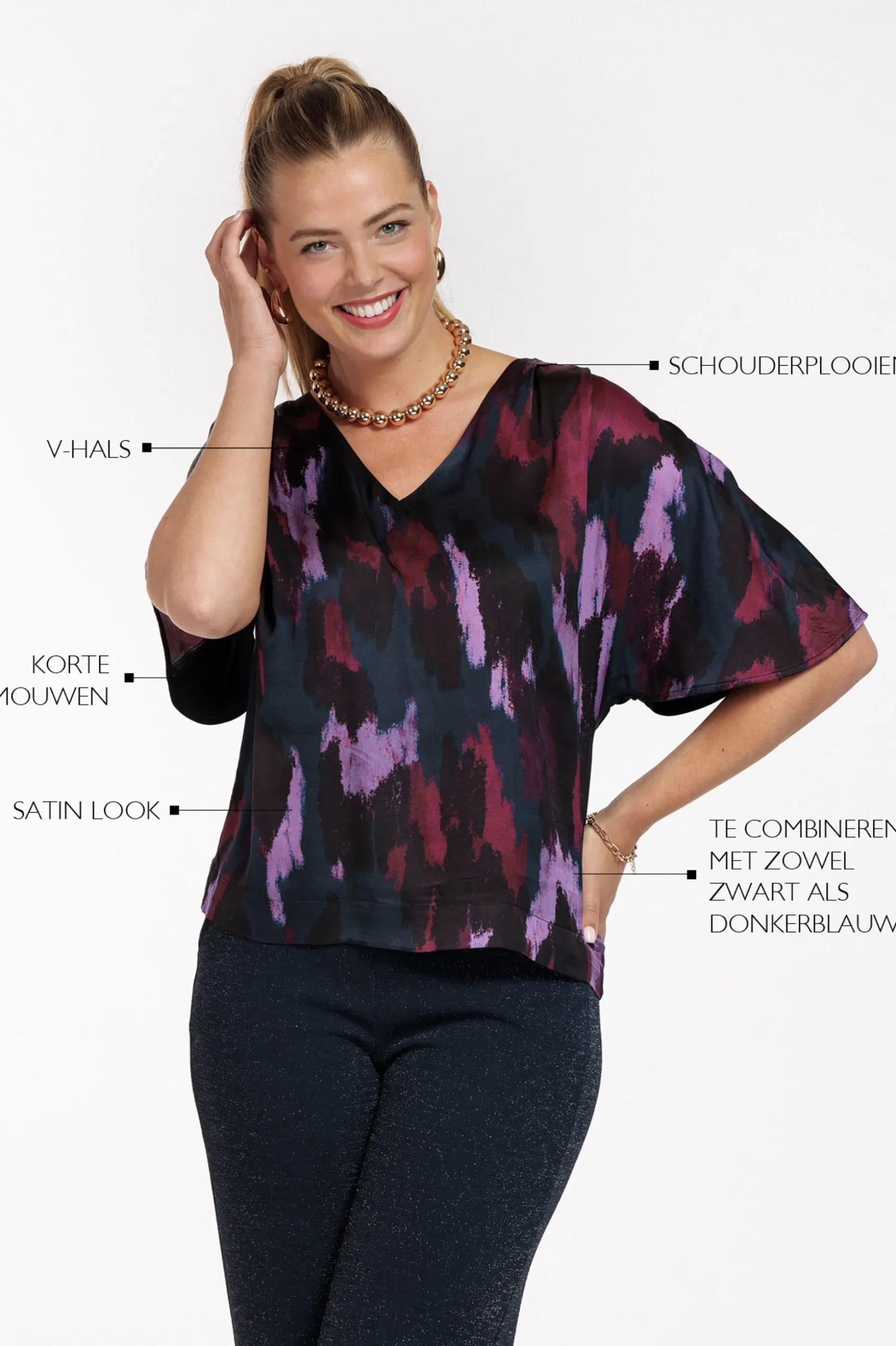 Famous satin leopard top - multi color
