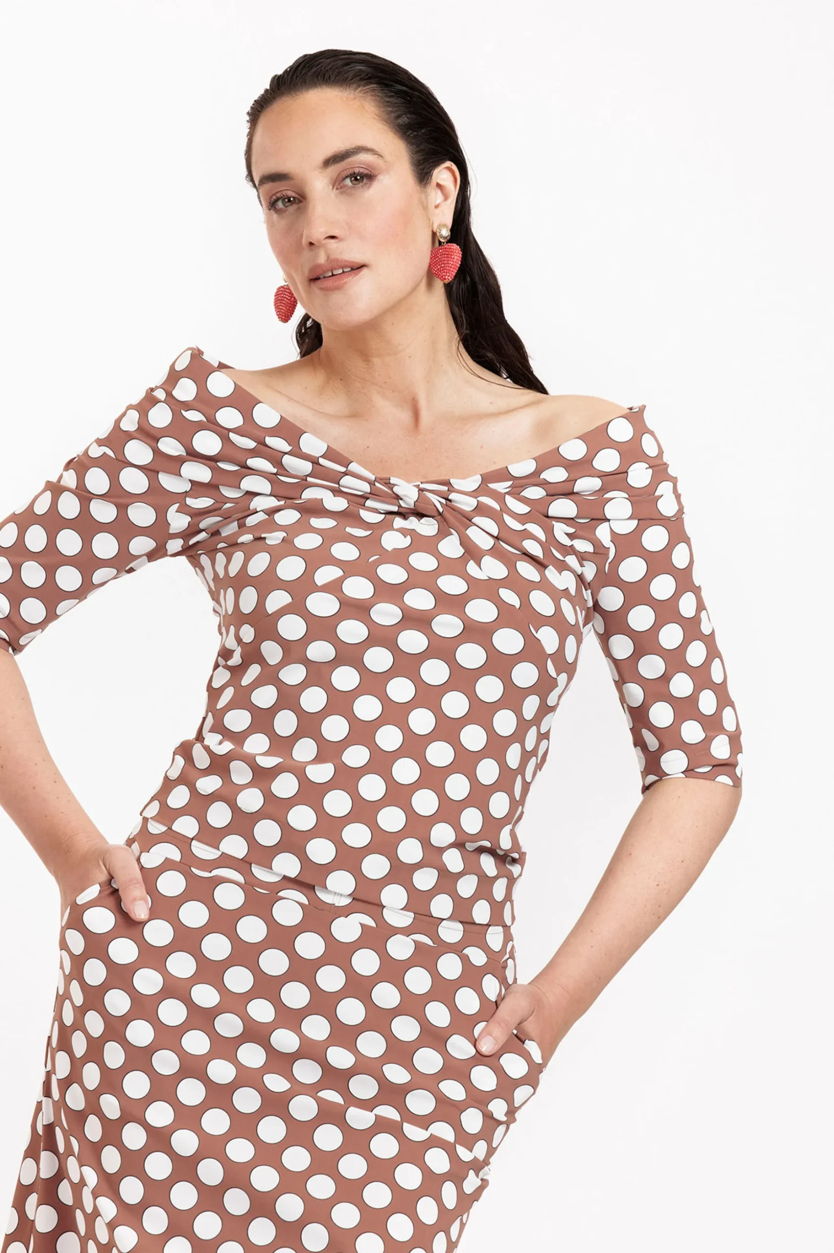 Felina dot top - chocolate/off white